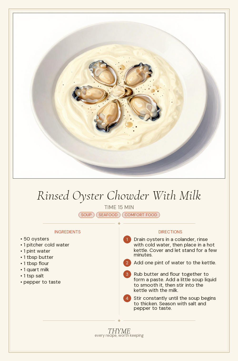 Rinsed Oyster Chowder With Milk