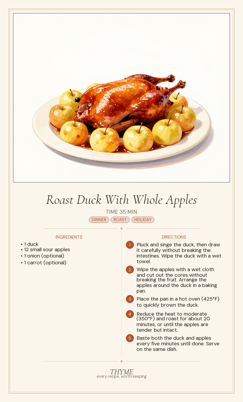 Roast Duck With Whole Apples