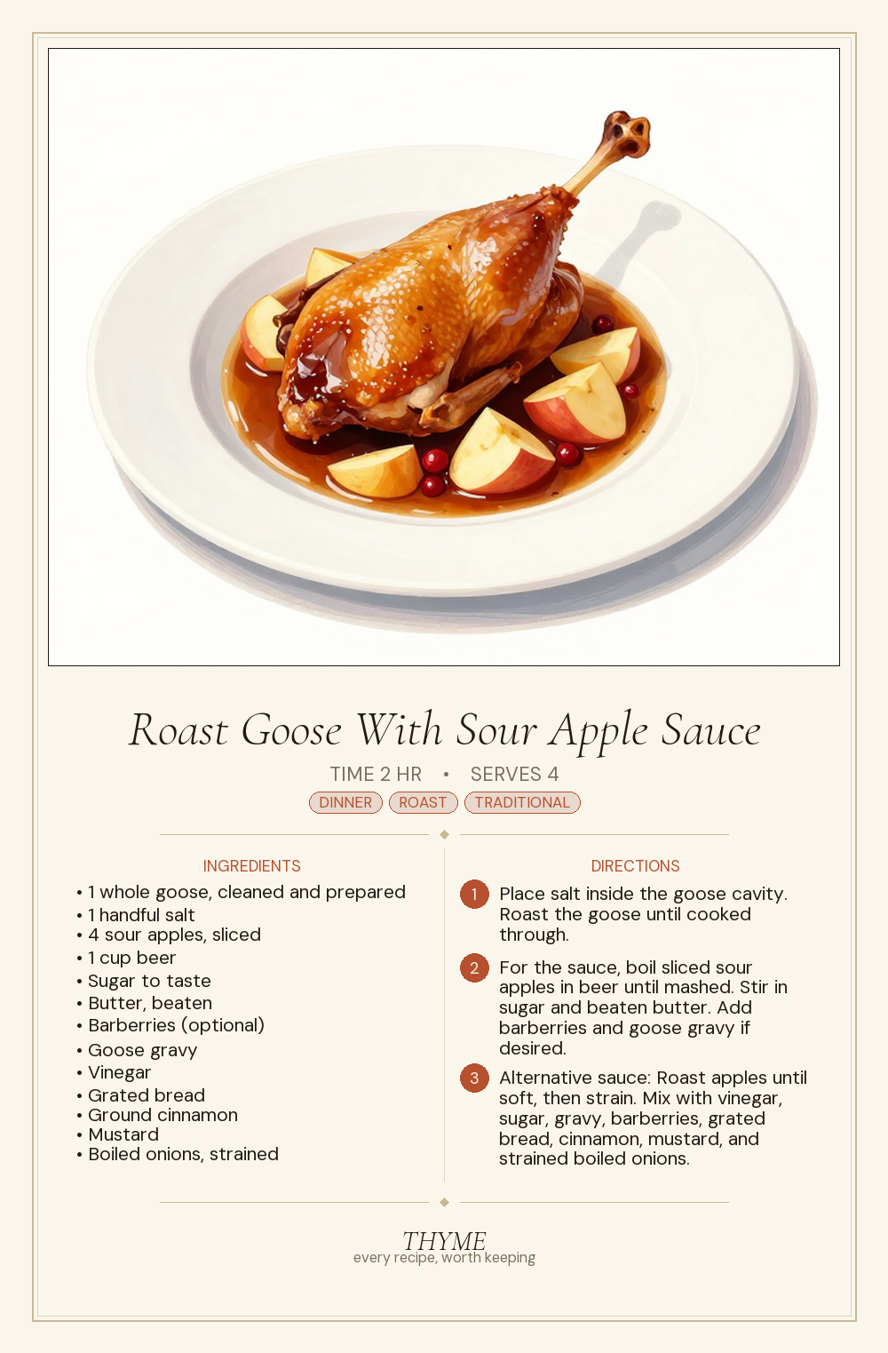 Roast Goose With Sour Apple Sauce