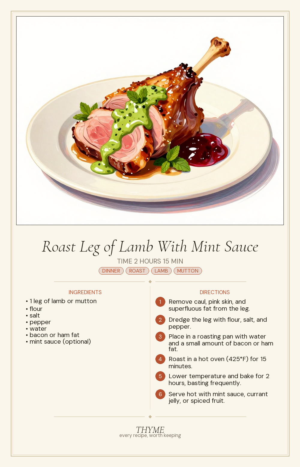 Roast Leg of Lamb With Mint Sauce
