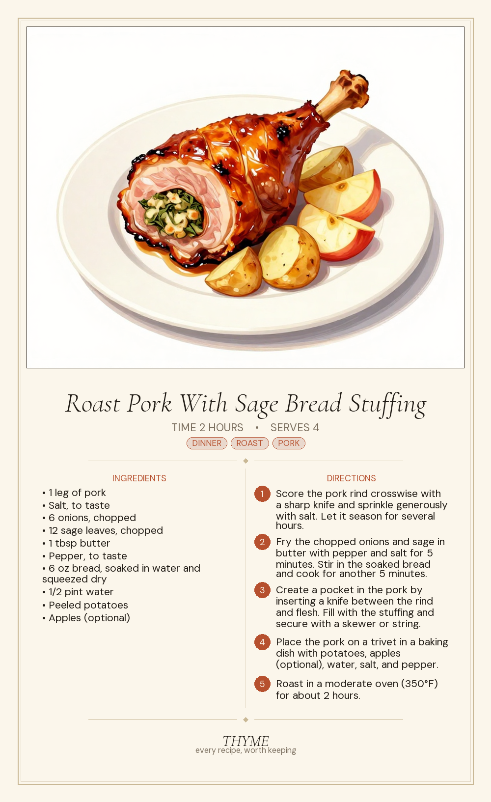 Roast Pork With Sage Bread Stuffing