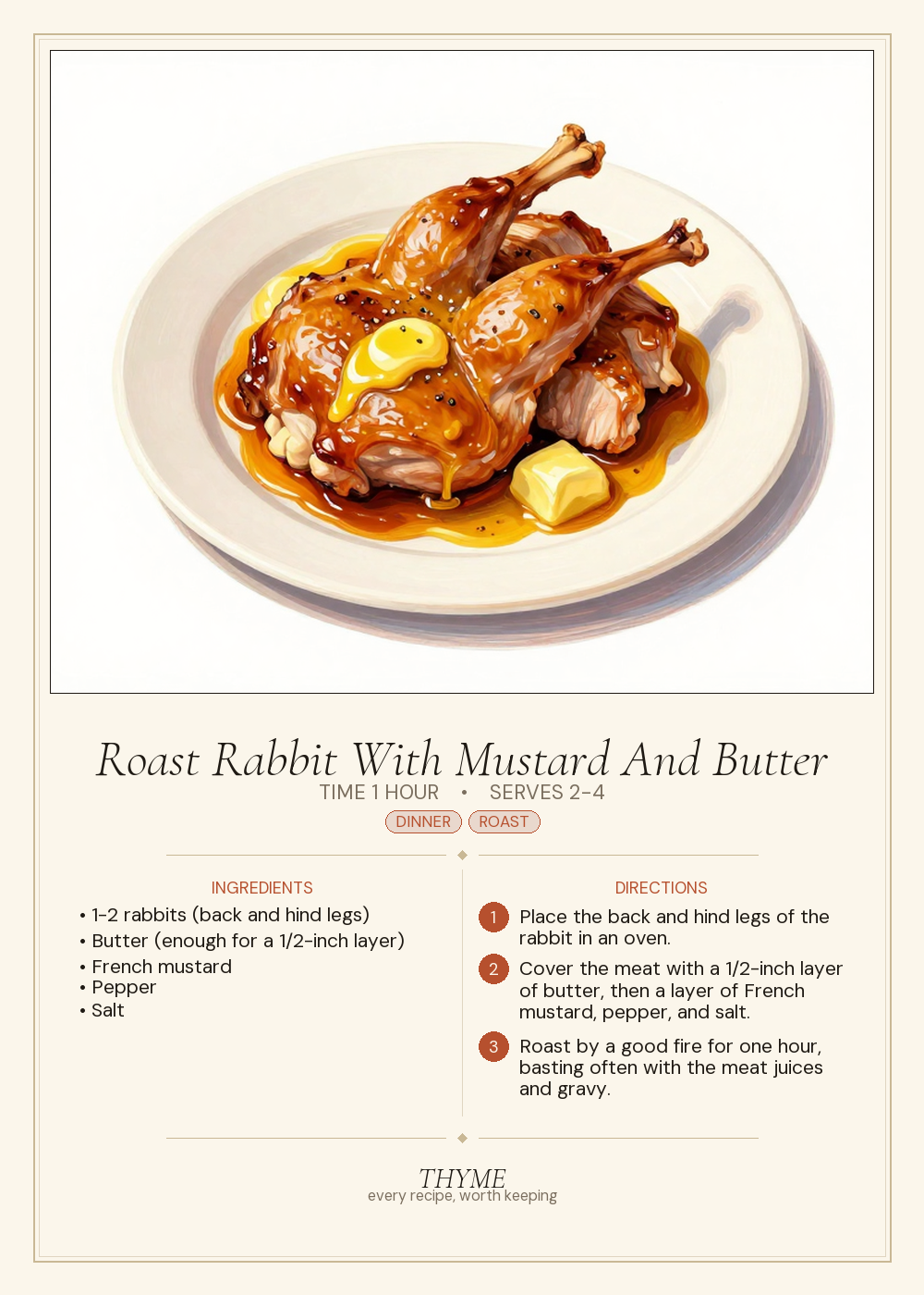 Roast Rabbit With Mustard And Butter