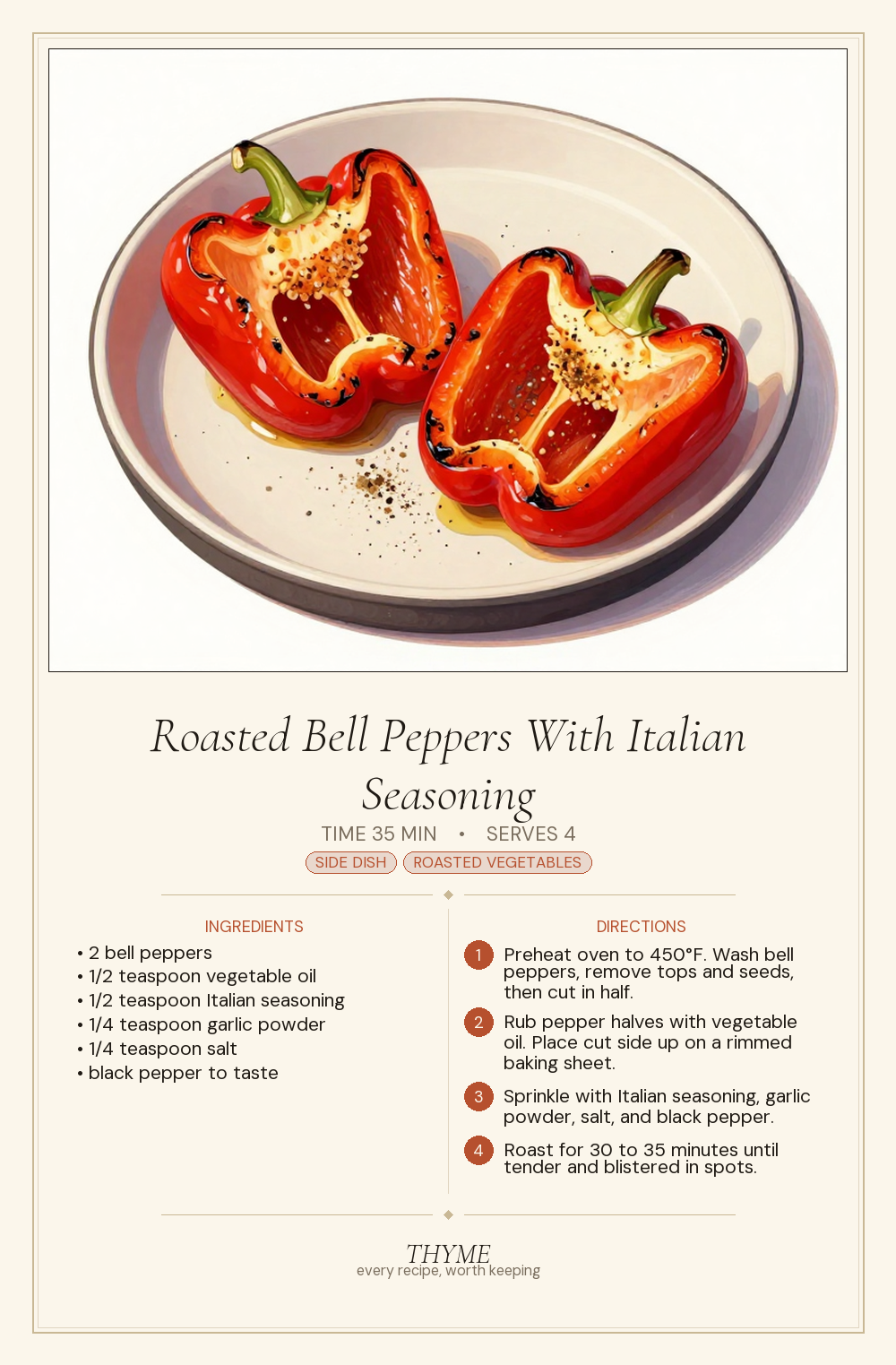 Roasted Bell Peppers With Italian Seasoning