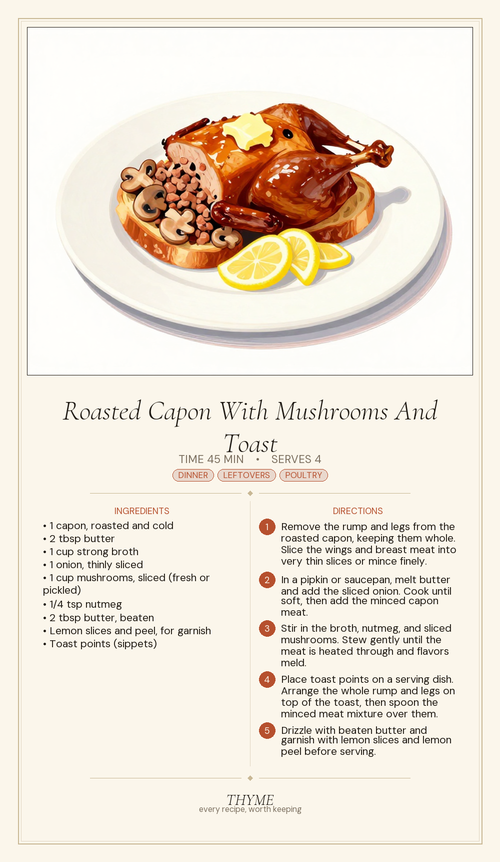 Roasted Capon With Mushrooms And Toast