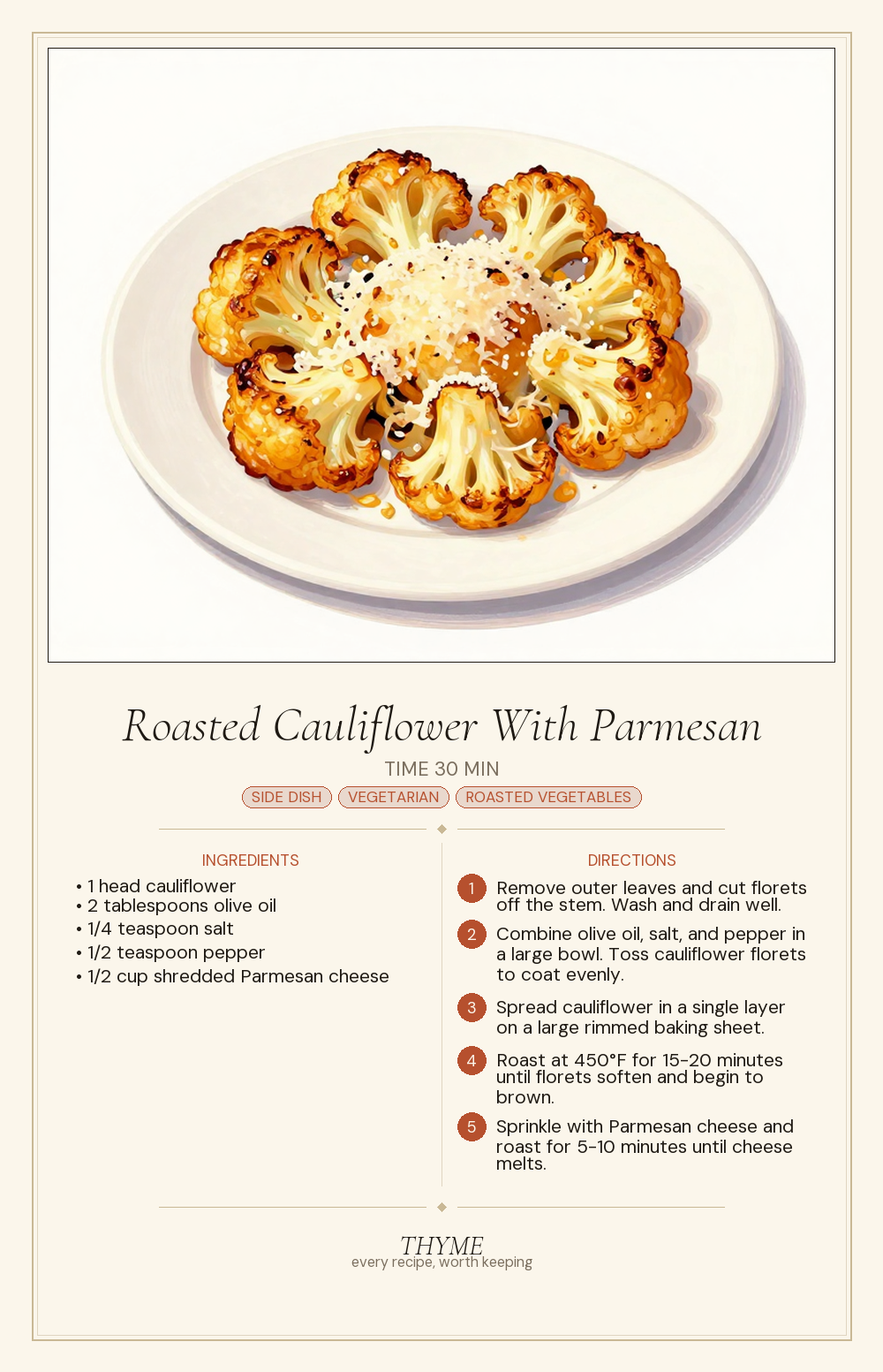 Roasted Cauliflower With Parmesan
