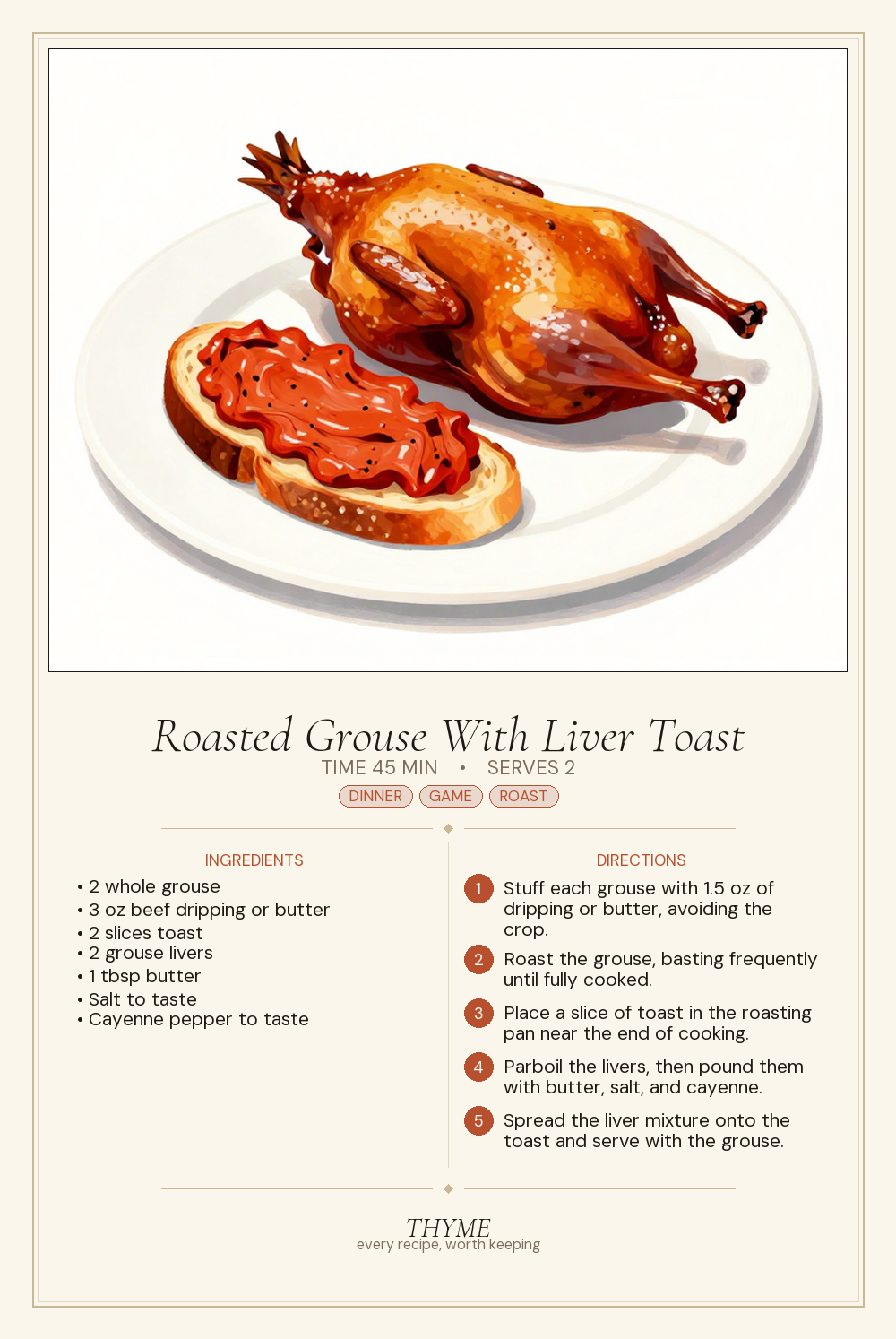 Roasted Grouse With Liver Toast