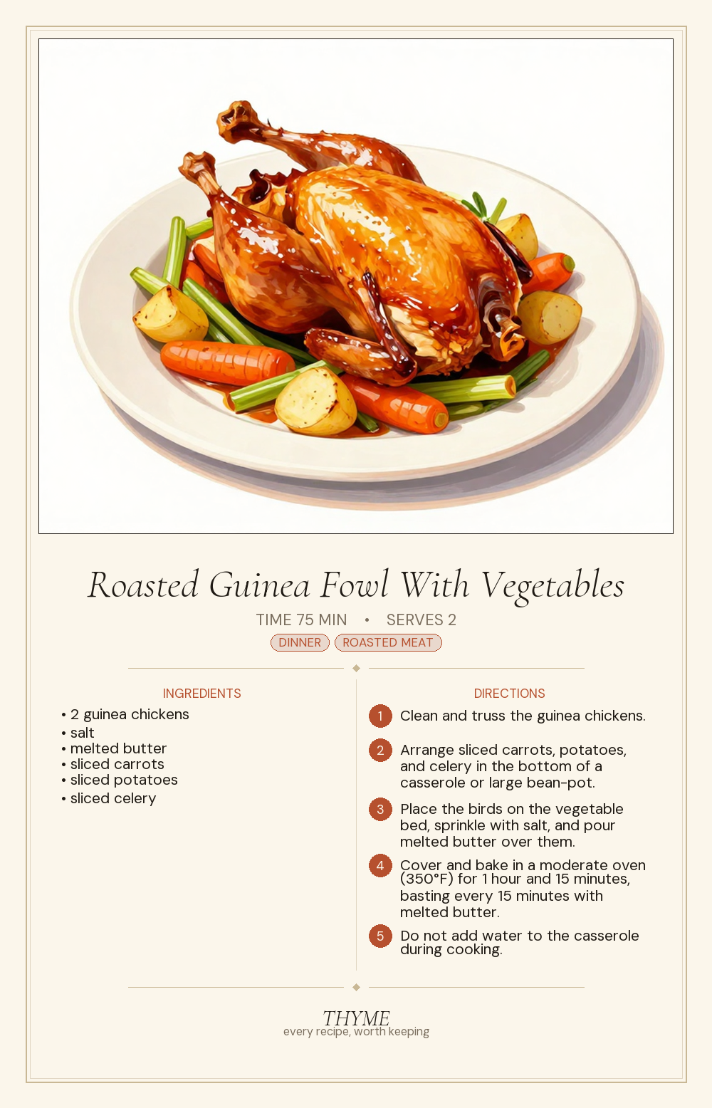 Roasted Guinea Fowl With Vegetables