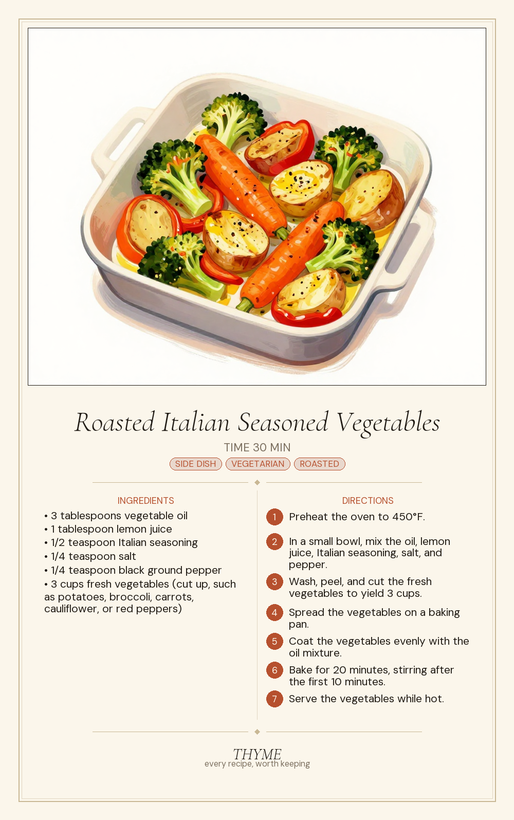 Roasted Italian Seasoned Vegetables
