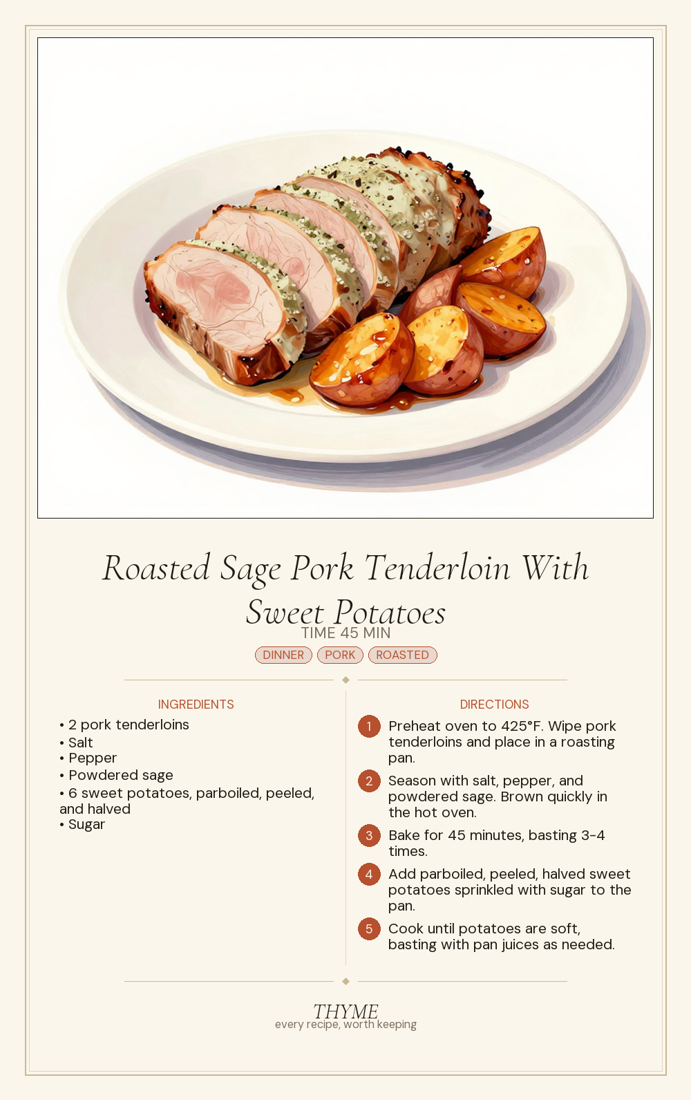 Roasted Sage Pork Tenderloin With Sweet Potatoes
