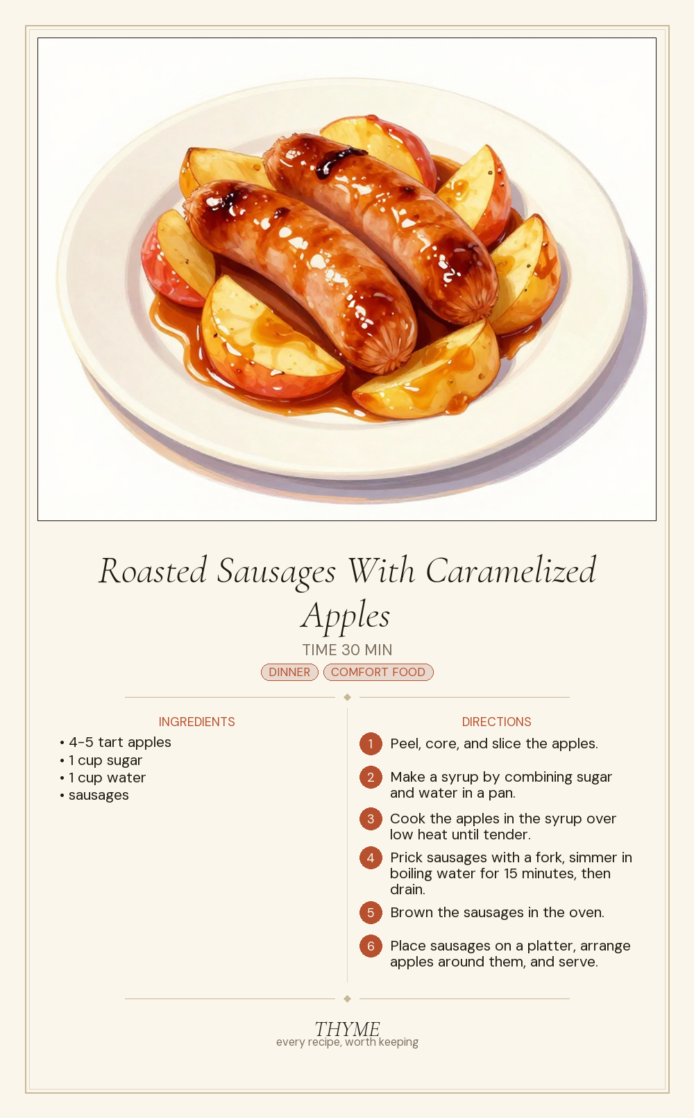 Roasted Sausages With Caramelized Apples
