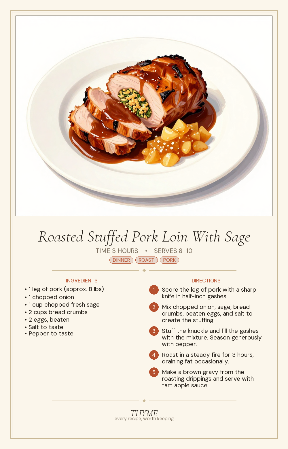 Roasted Stuffed Pork Loin With Sage
