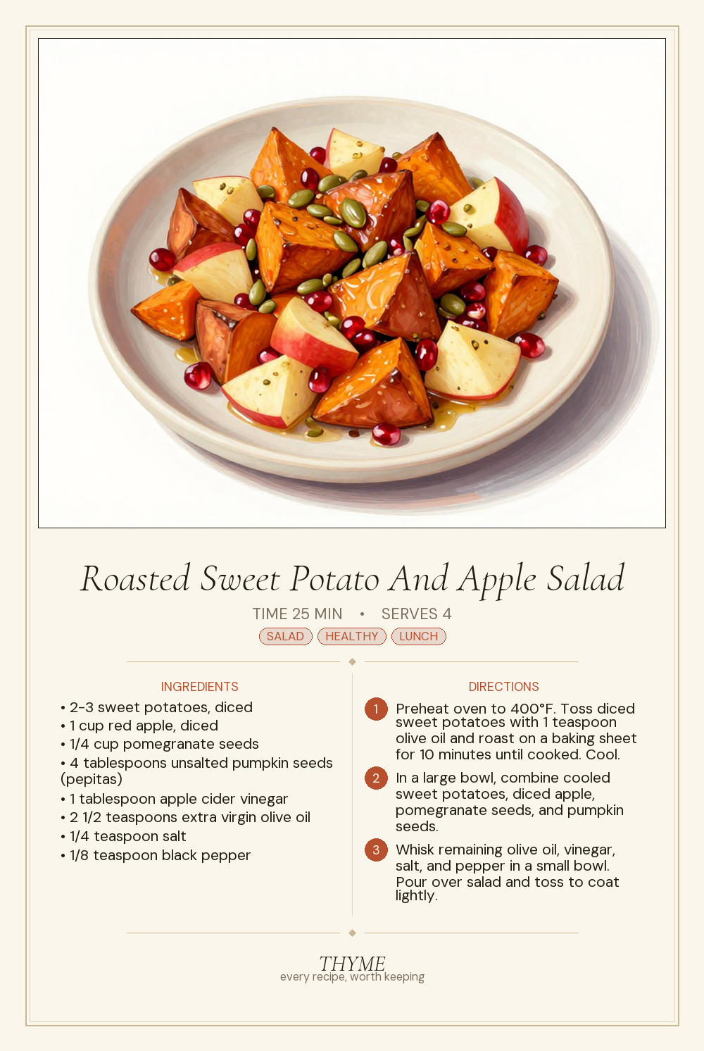 Roasted Sweet Potato And Apple Salad