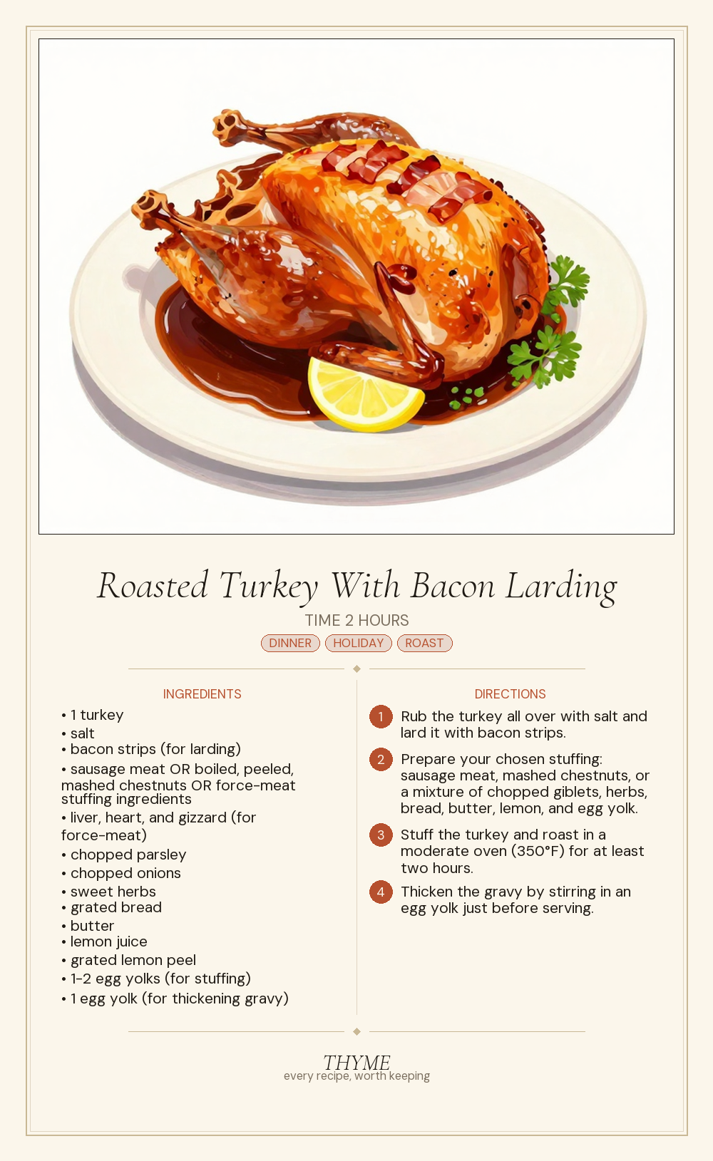 Roasted Turkey With Bacon Larding