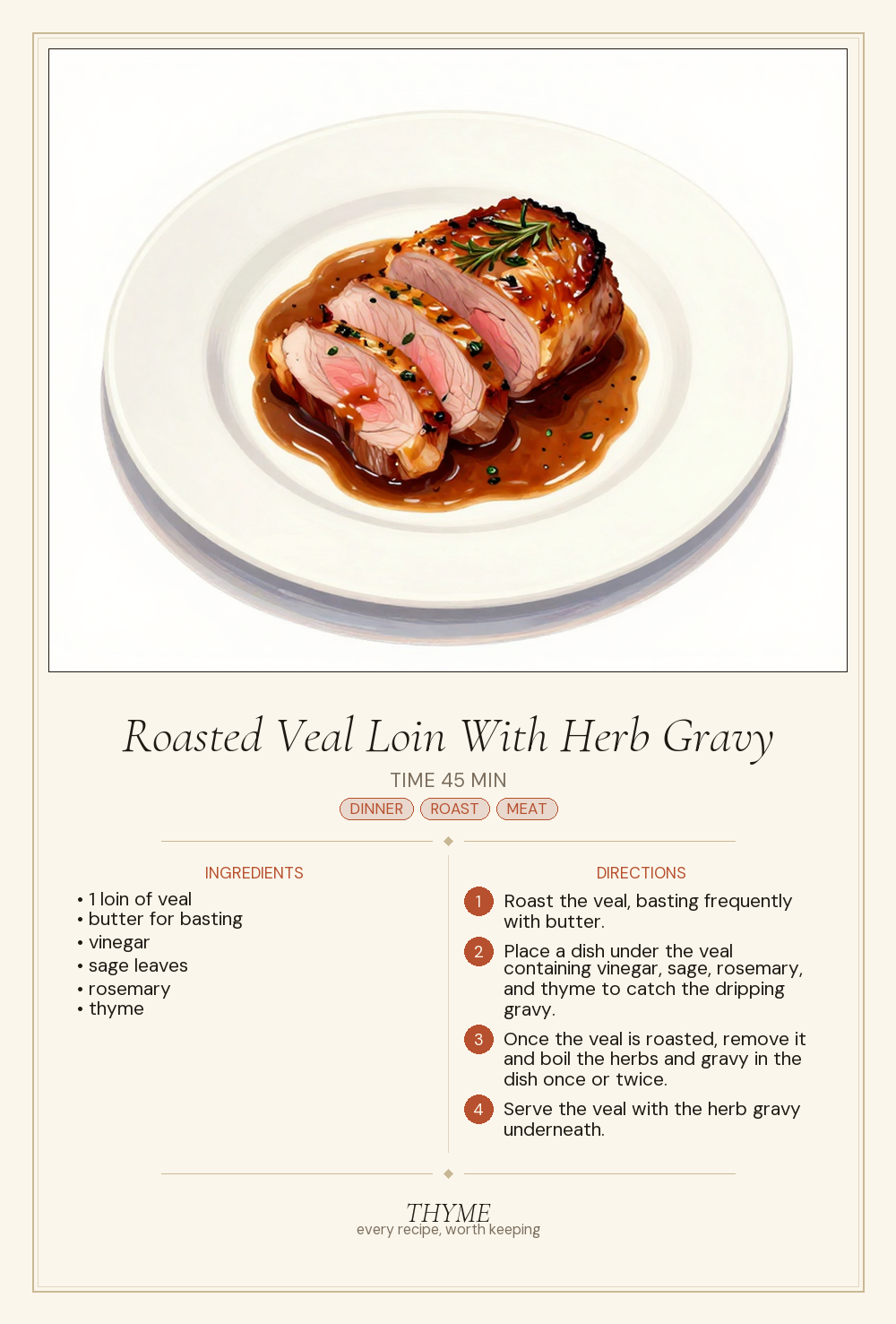Roasted Veal Loin With Herb Gravy