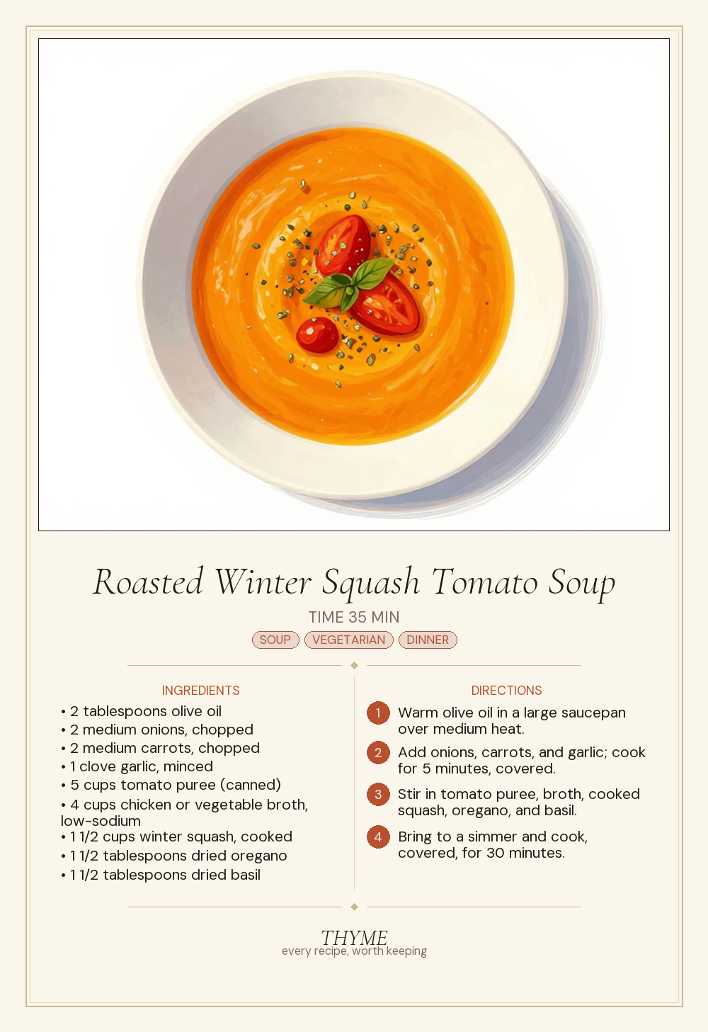 Roasted Winter Squash Tomato Soup