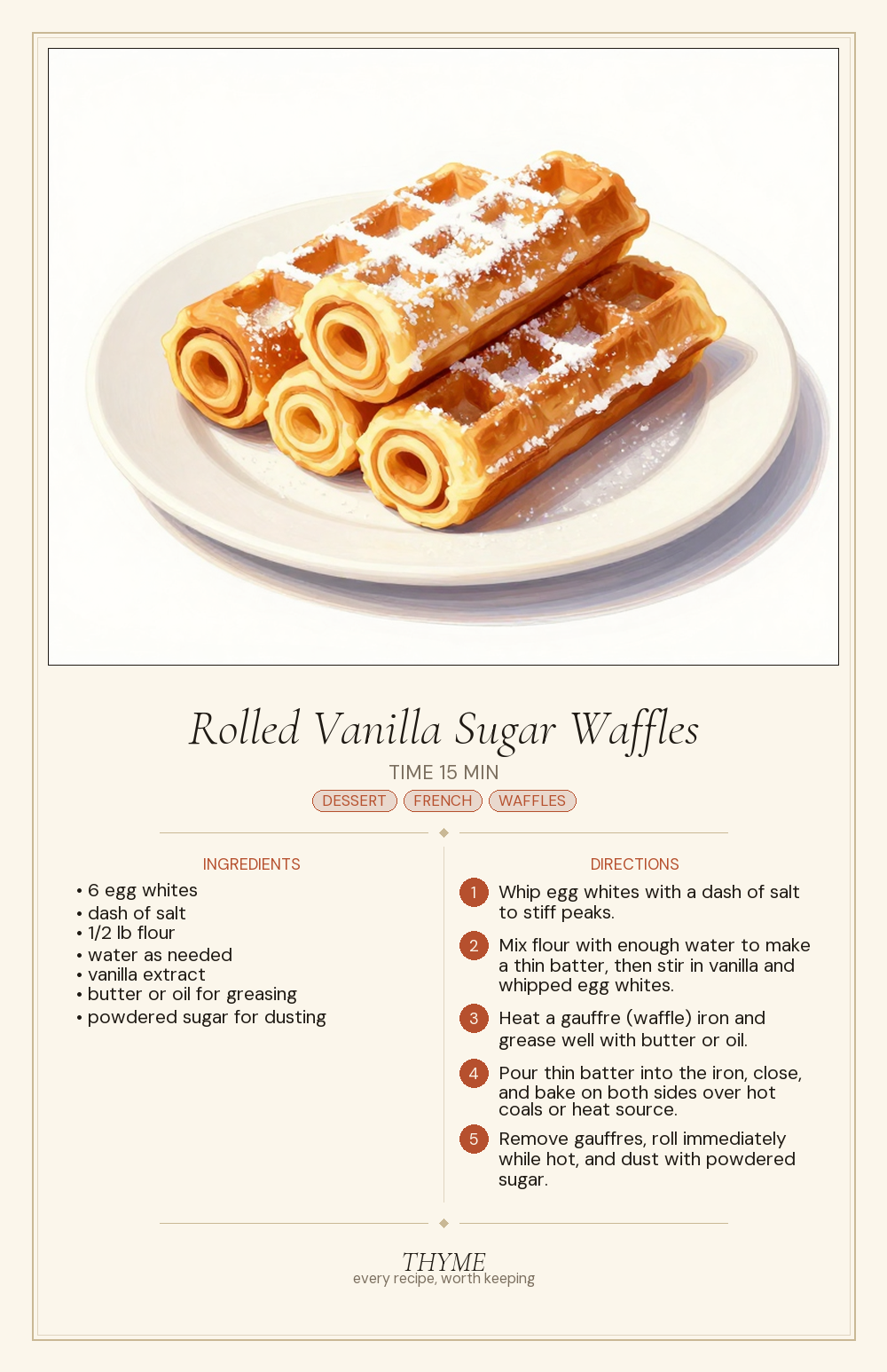 Rolled Vanilla Sugar Waffles