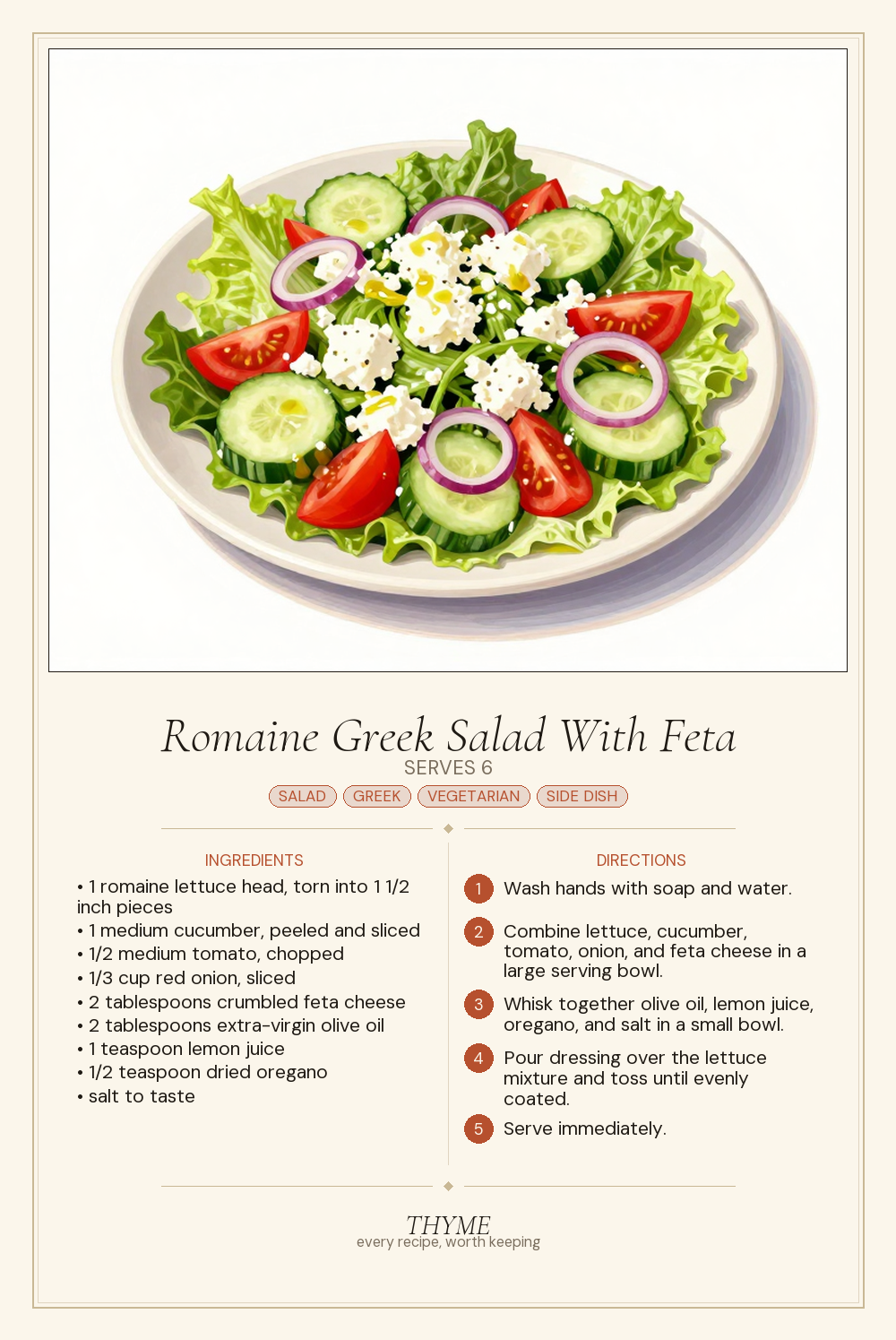 Romaine Greek Salad With Feta