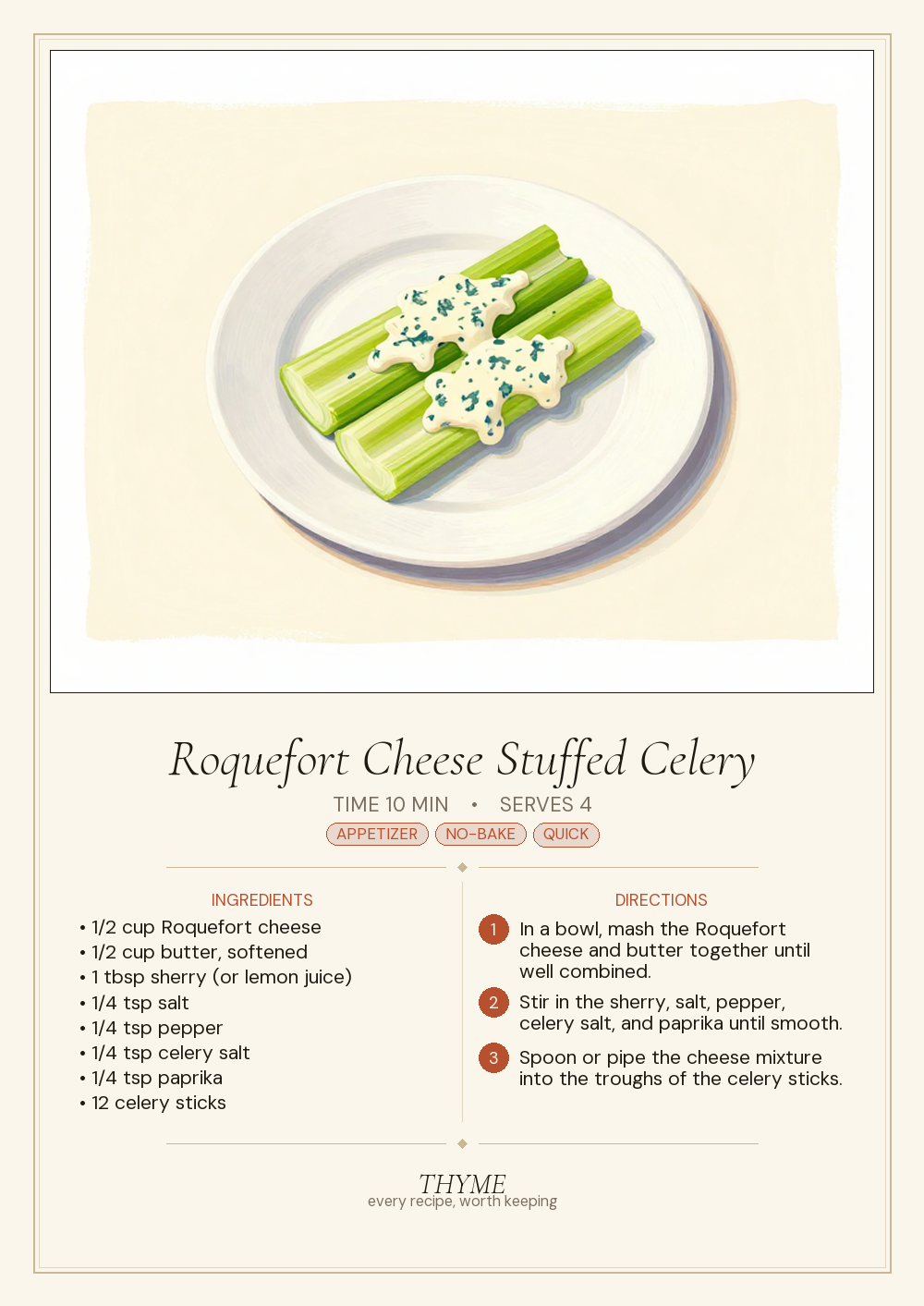 Roquefort Cheese Stuffed Celery
