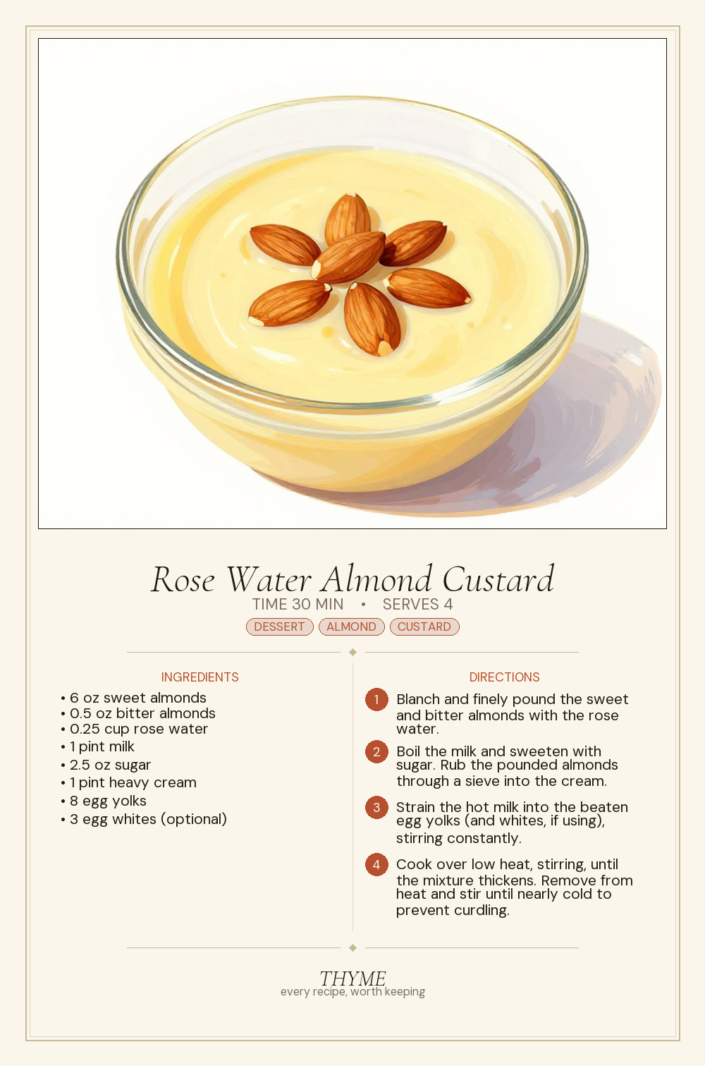 Rose Water Almond Custard