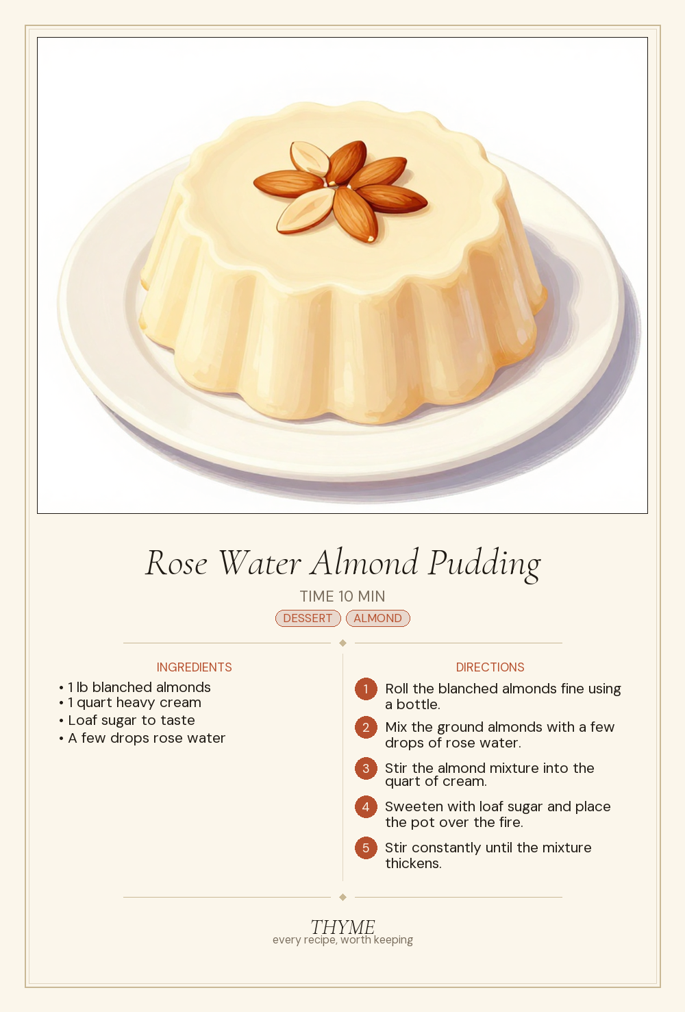 Rose Water Almond Pudding