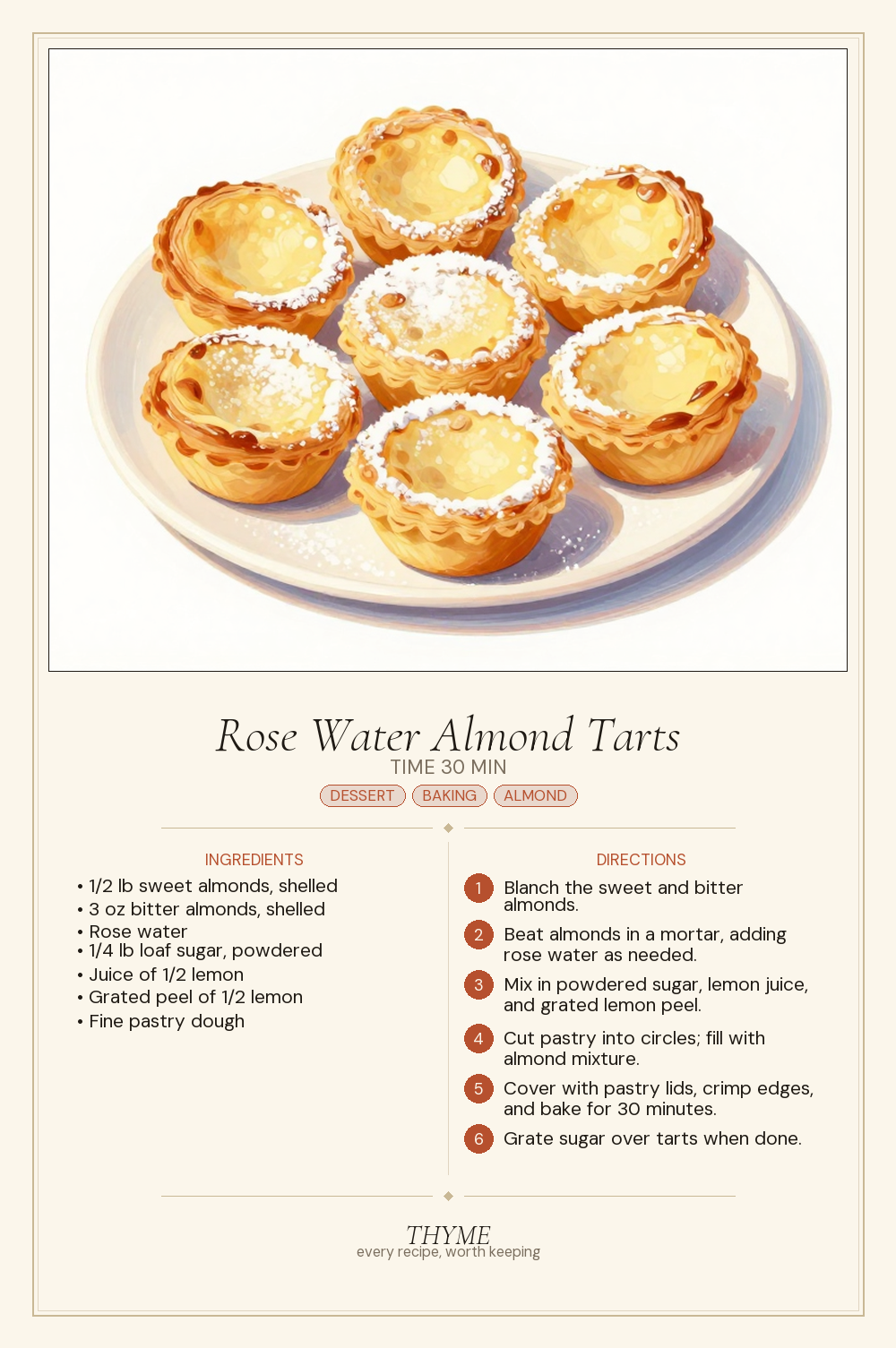 Rose Water Almond Tarts