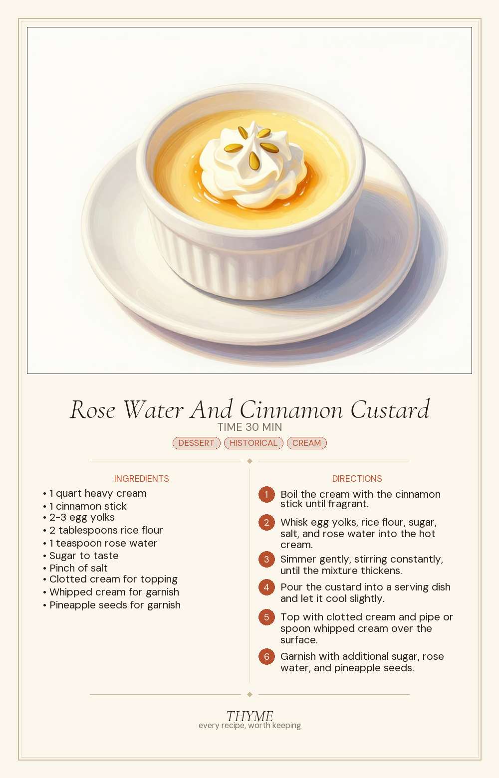 Rose Water And Cinnamon Custard