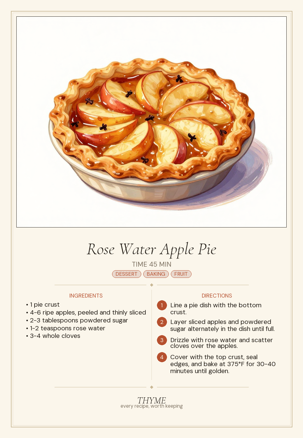 Rose Water Apple Pie