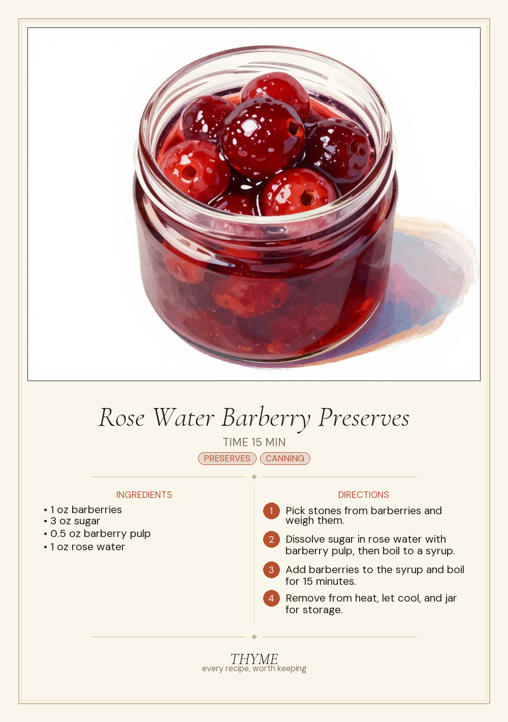 Rose Water Barberry Preserves