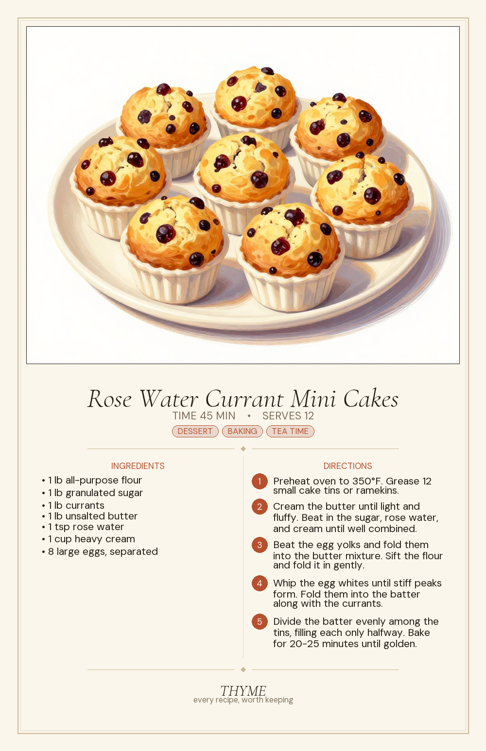 Rose Water Currant Mini Cakes