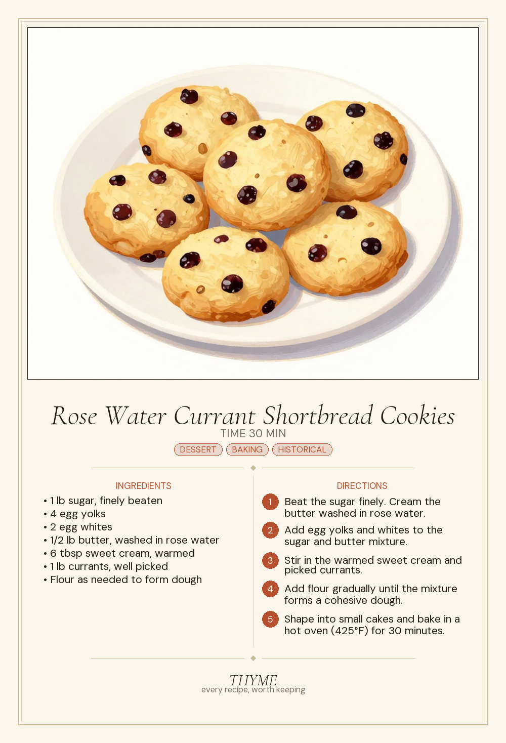 Rose Water Currant Shortbread Cookies