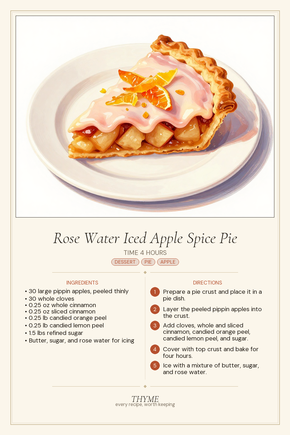 Rose Water Iced Apple Spice Pie