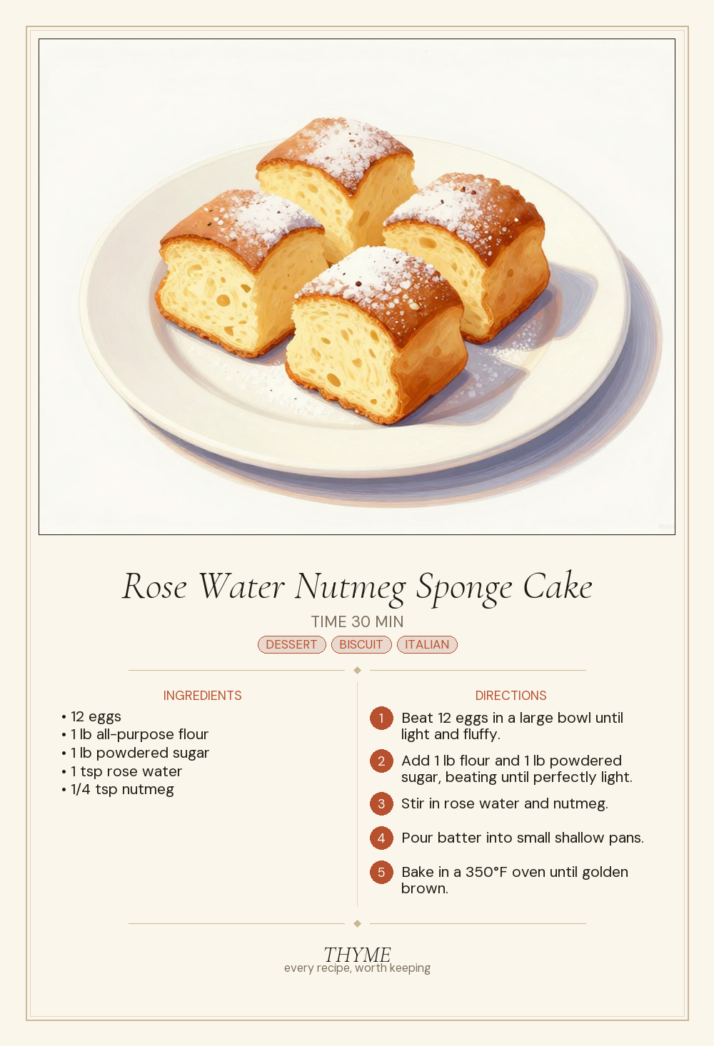 Rose Water Nutmeg Sponge Cake