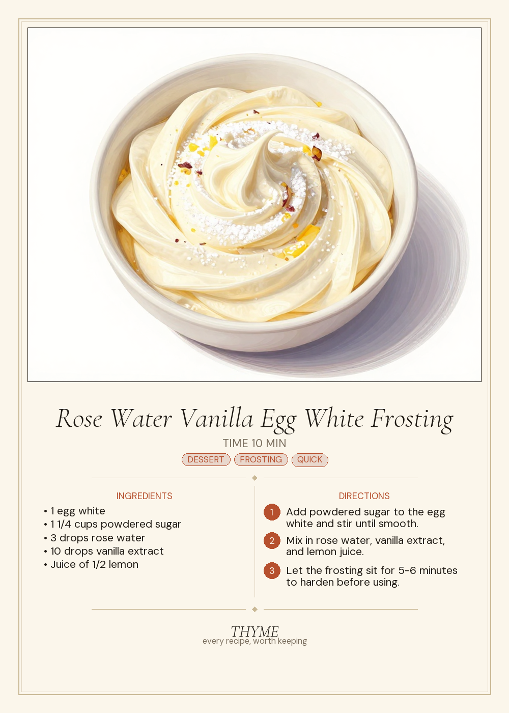 Rose Water Vanilla Egg White Frosting