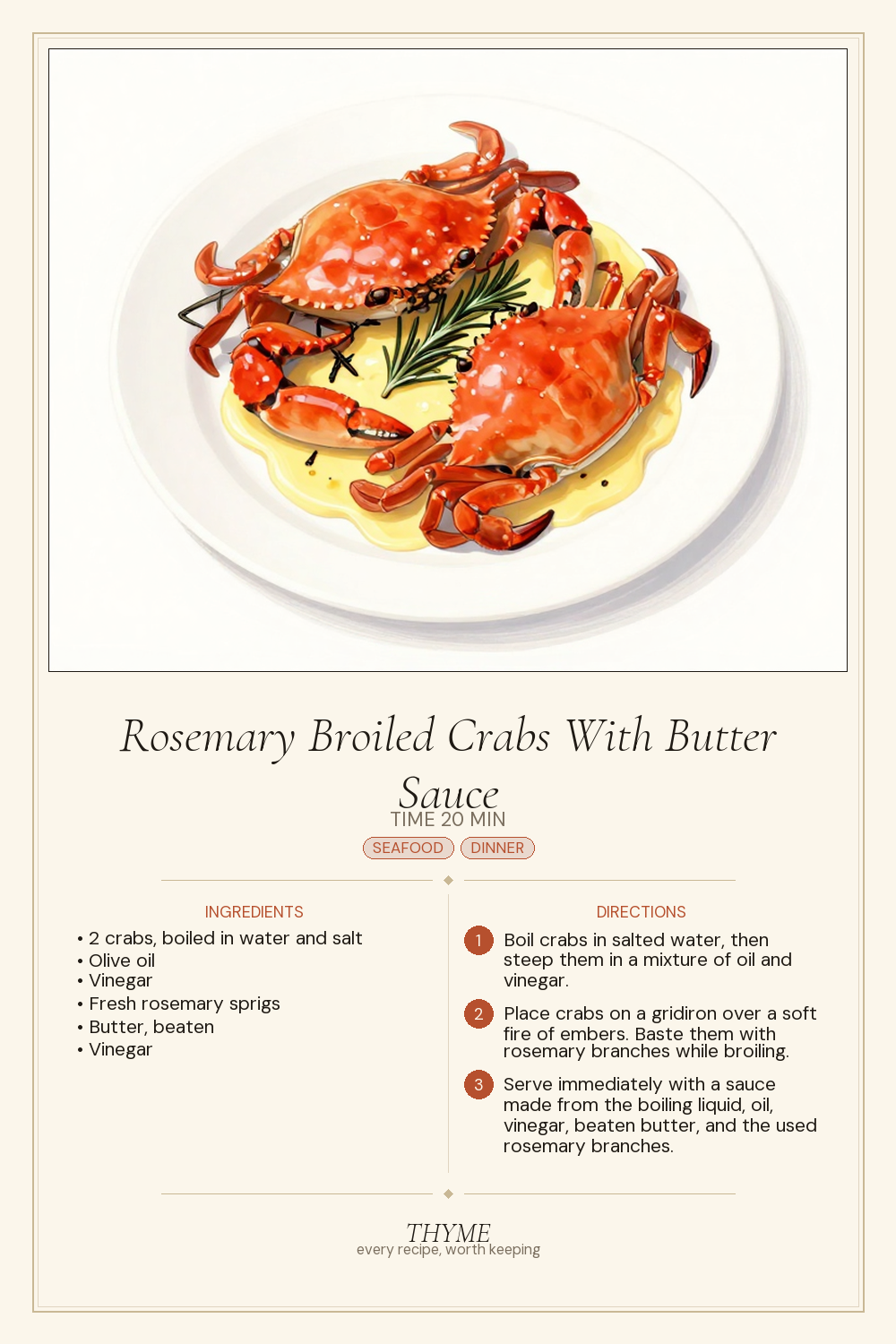 Rosemary Broiled Crabs With Butter Sauce