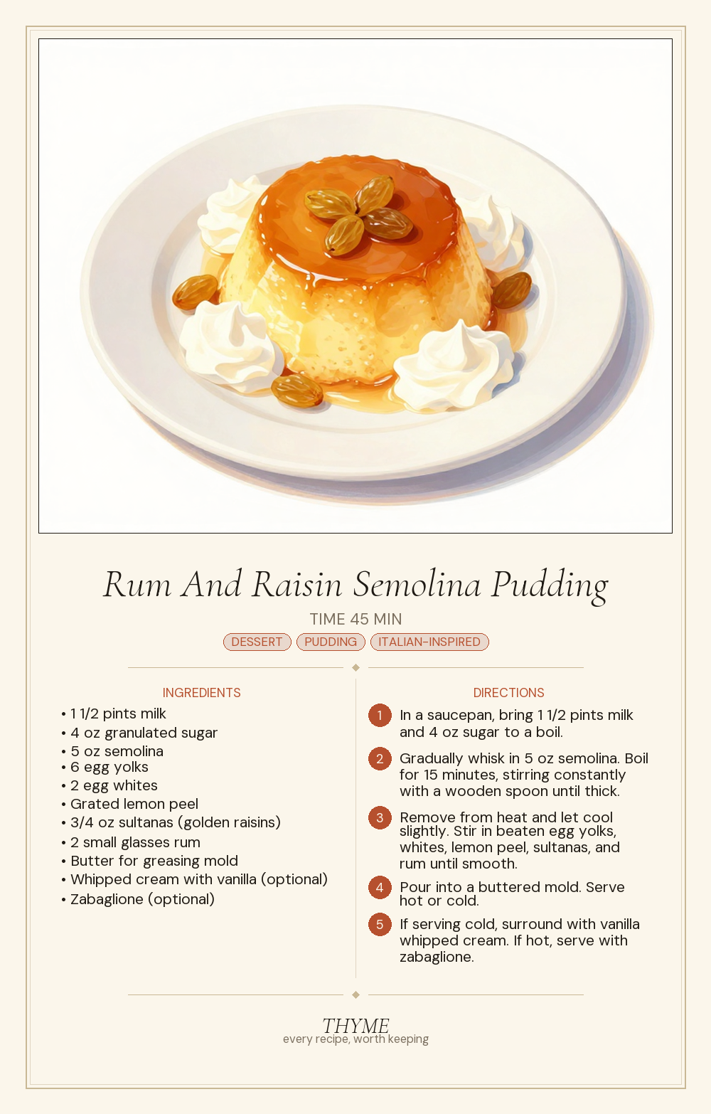 Rum And Raisin Semolina Pudding
