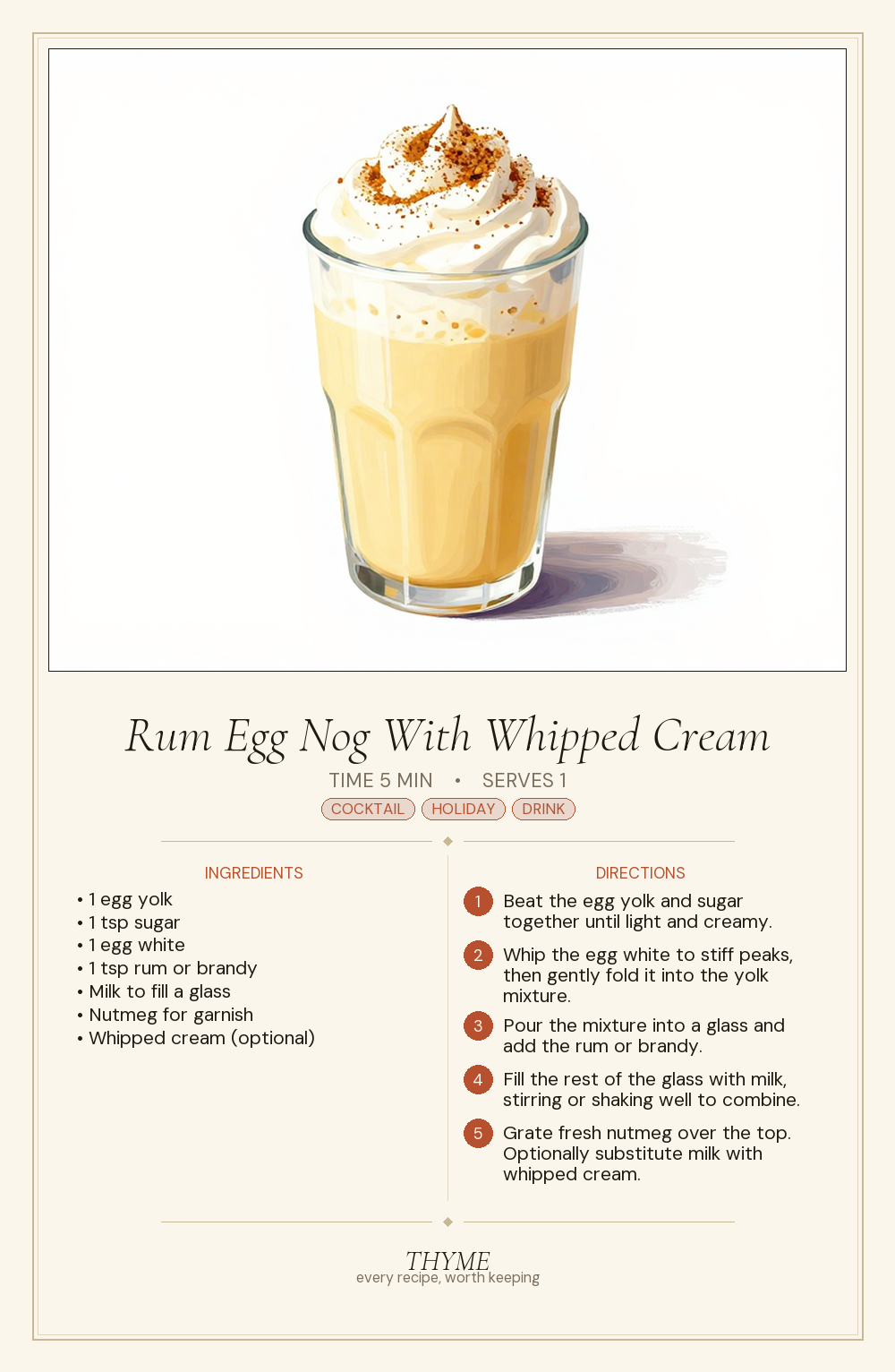 Rum Egg Nog With Whipped Cream