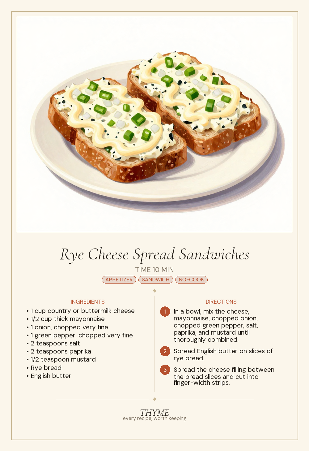 Rye Cheese Spread Sandwiches