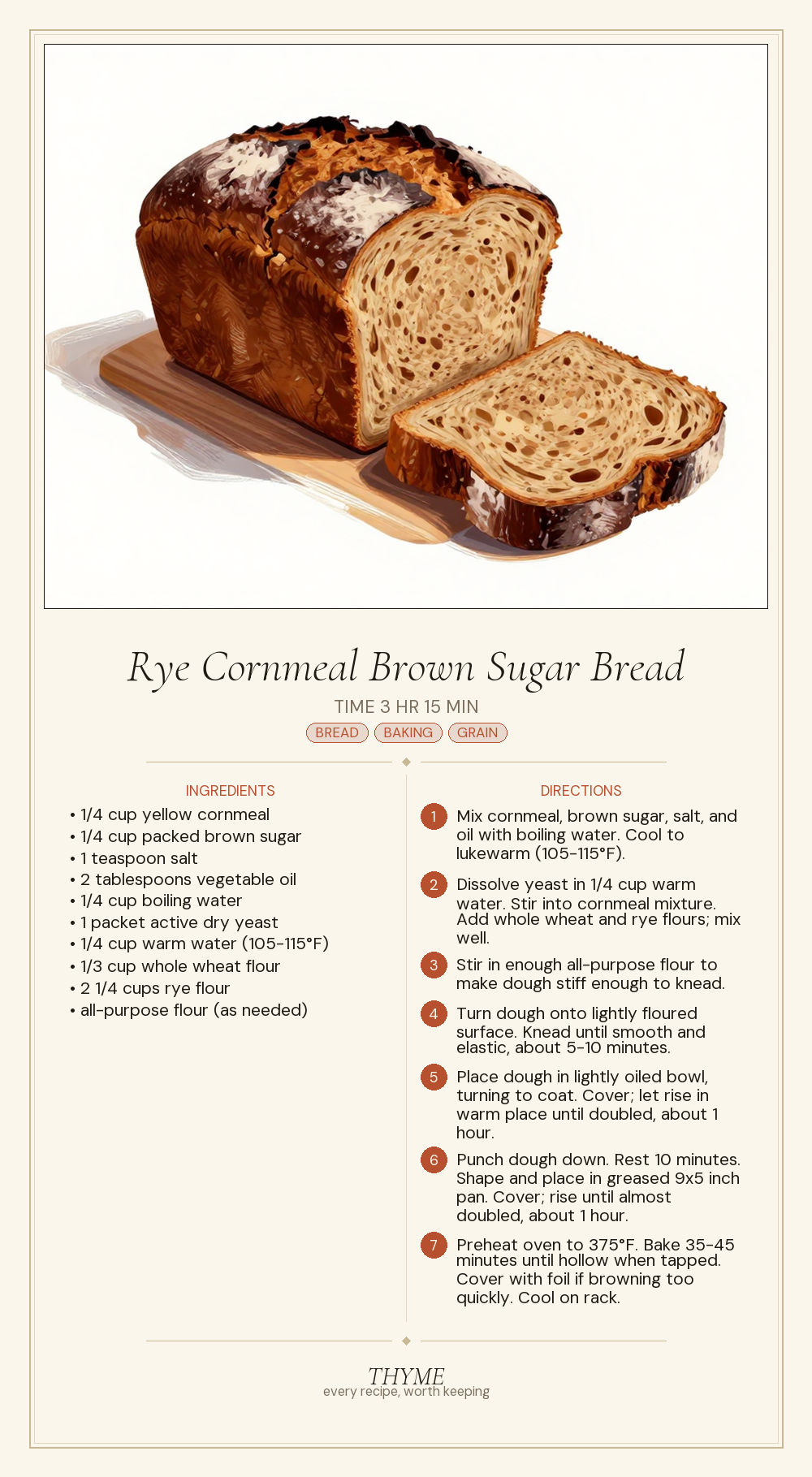 Rye Cornmeal Brown Sugar Bread