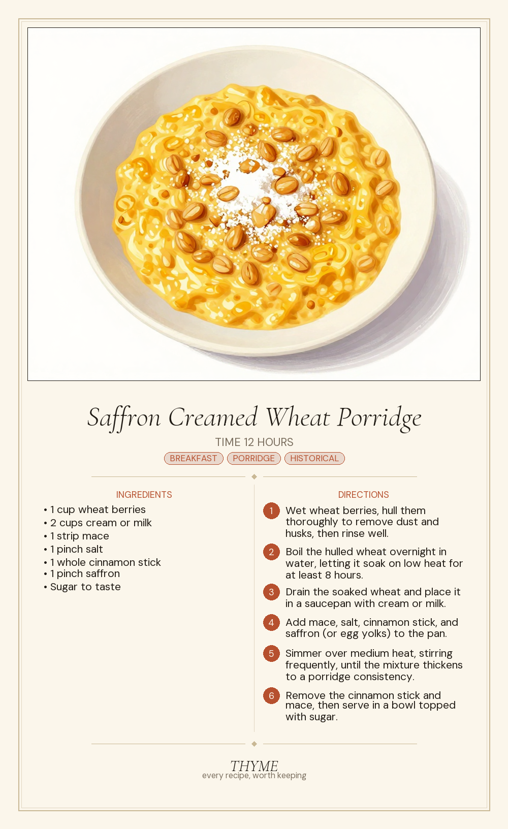 Saffron Creamed Wheat Porridge