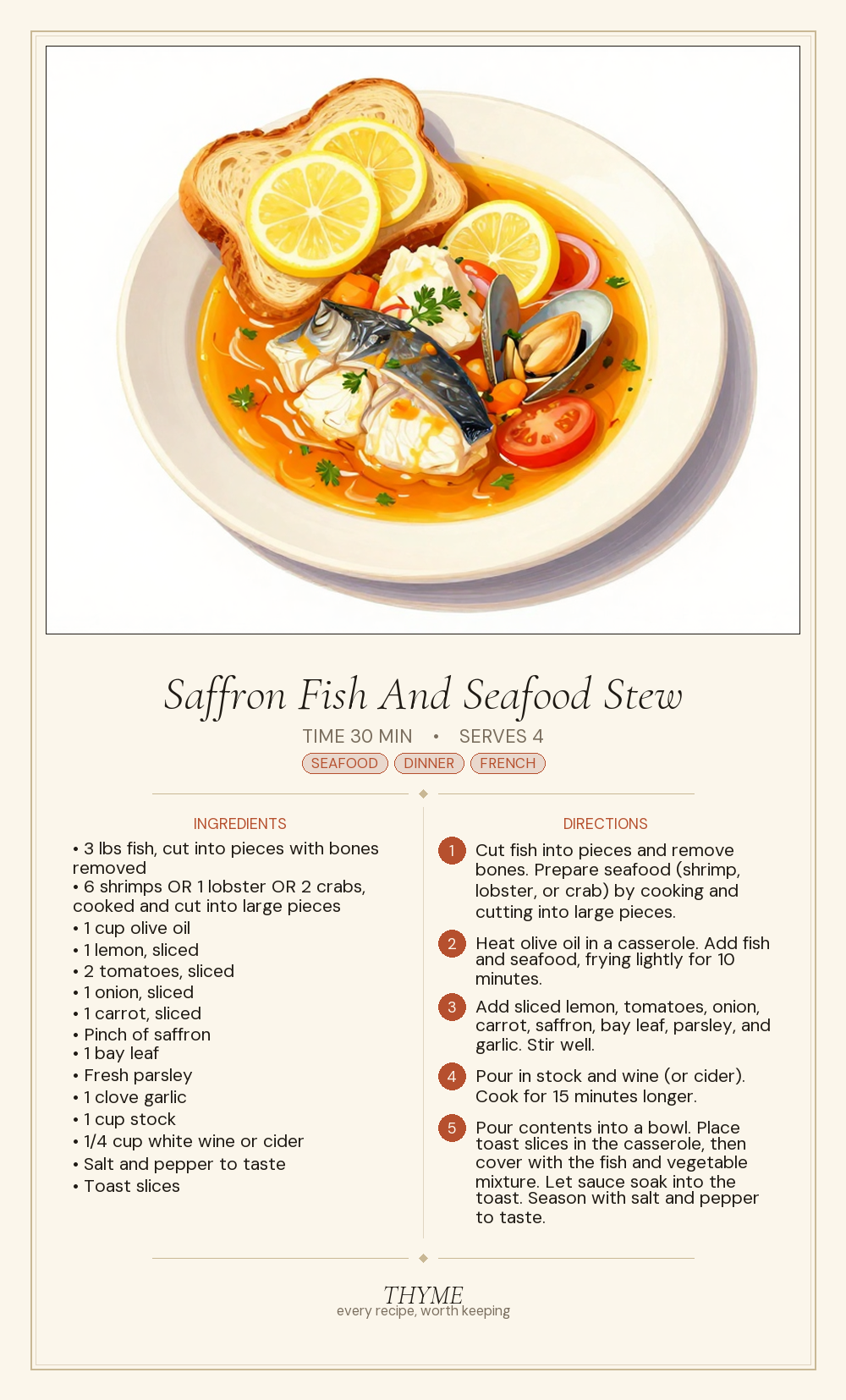 Saffron Fish And Seafood Stew
