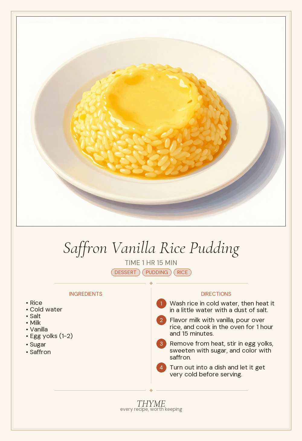 Saffron Vanilla Rice Pudding