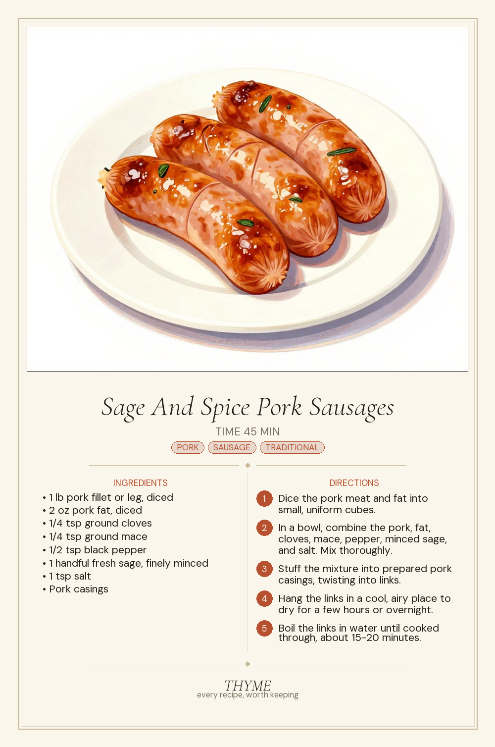 Sage And Spice Pork Sausages