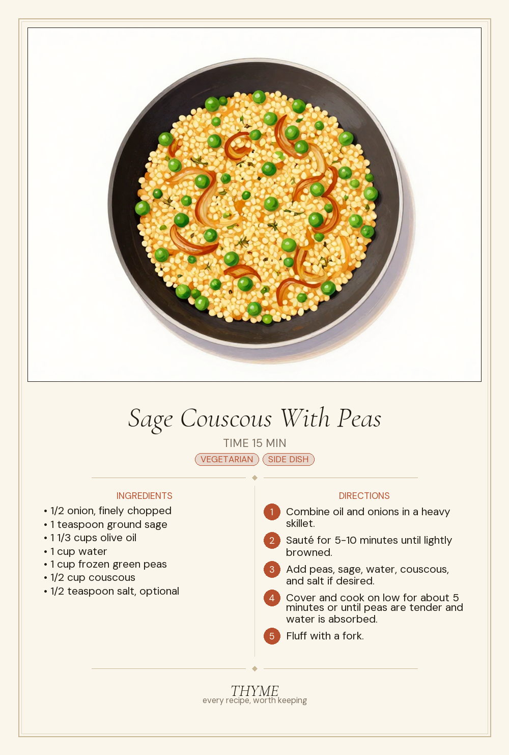 Sage Couscous With Peas