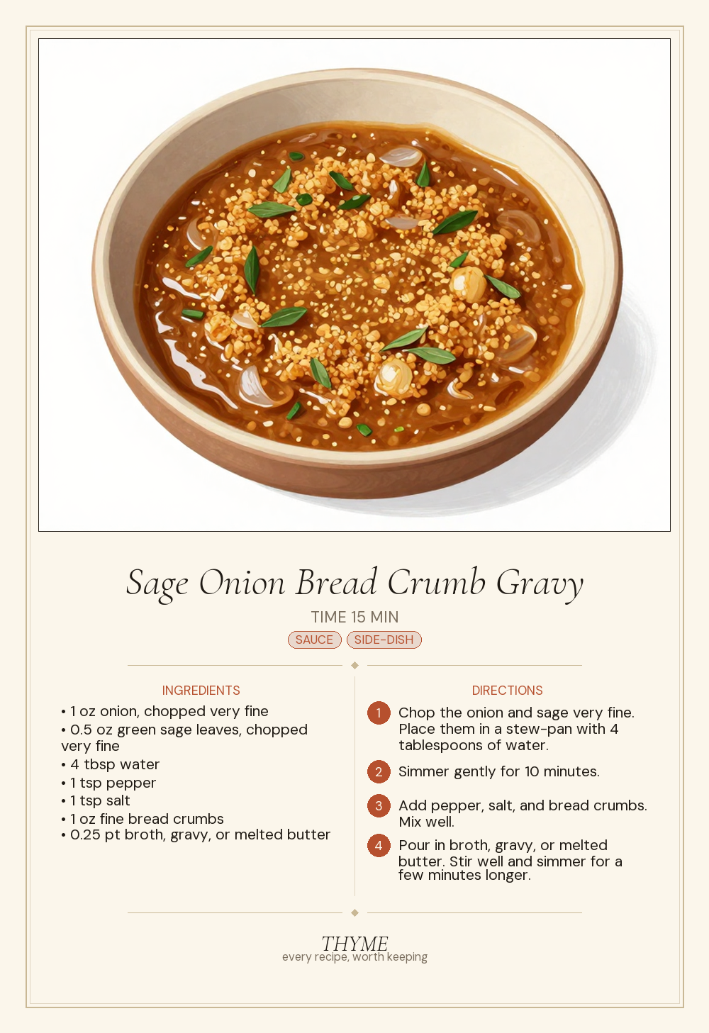 Sage Onion Bread Crumb Gravy
