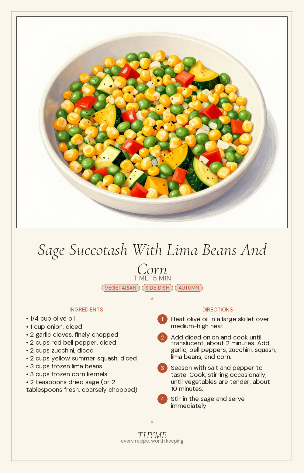 Sage Succotash With Lima Beans And Corn