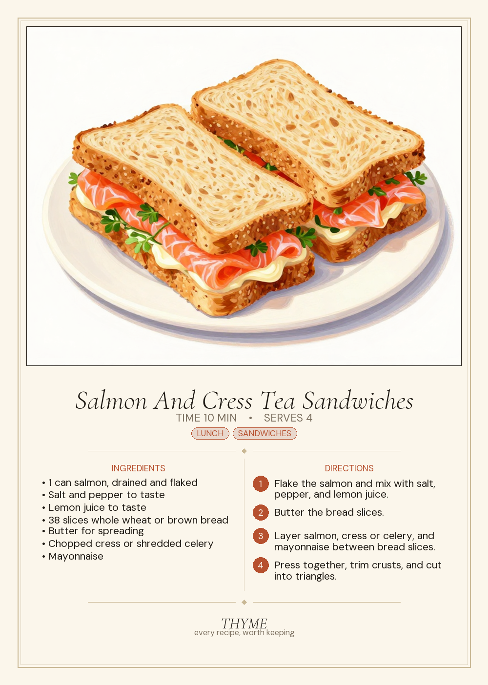 Salmon And Cress Tea Sandwiches