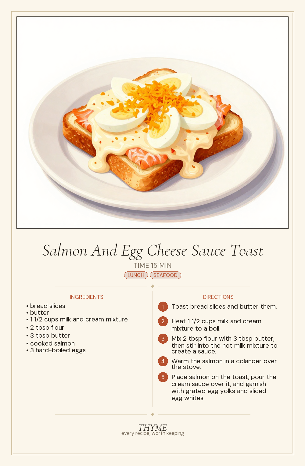 Salmon And Egg Cheese Sauce Toast