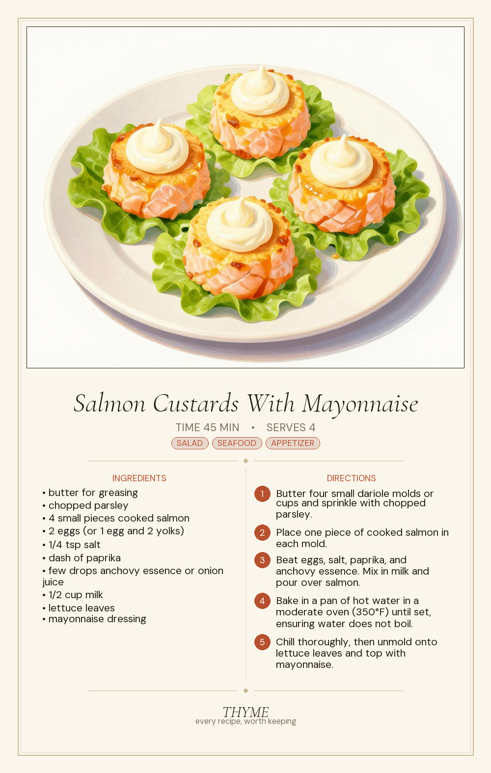 Salmon Custards With Mayonnaise