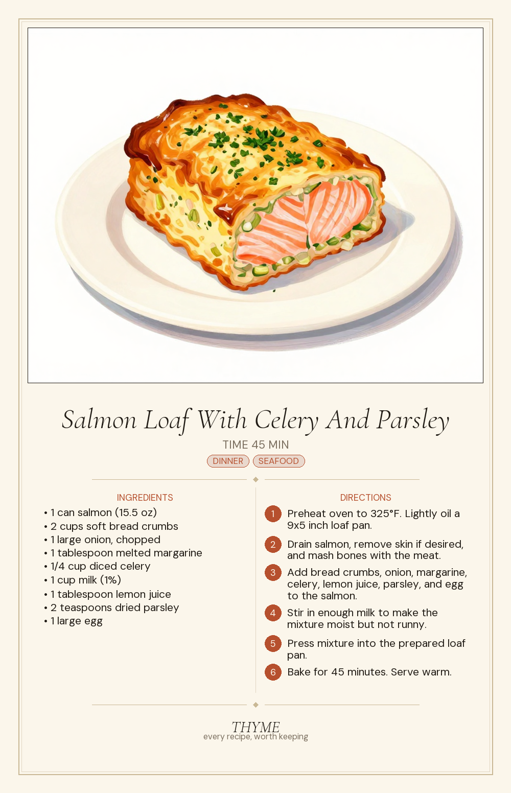 Salmon Loaf With Celery And Parsley
