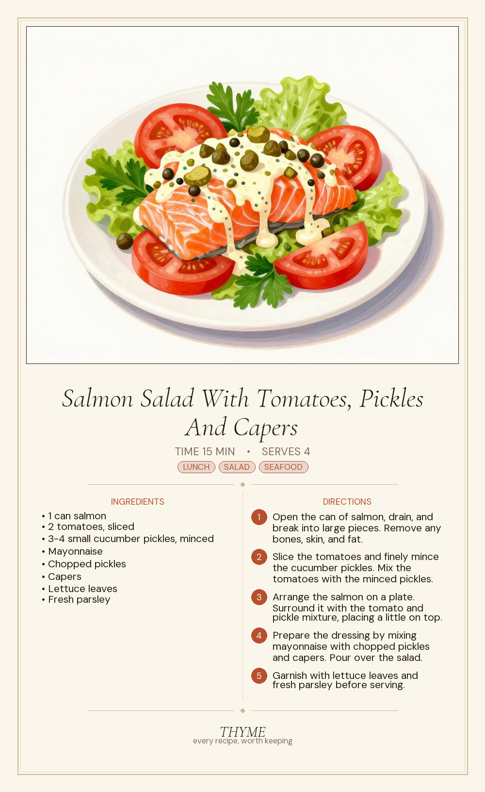 Salmon Salad With Tomatoes, Pickles And Capers